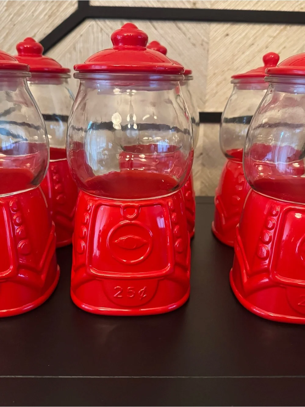 Target Red Glass Candy Gumball Jar Canister Set
